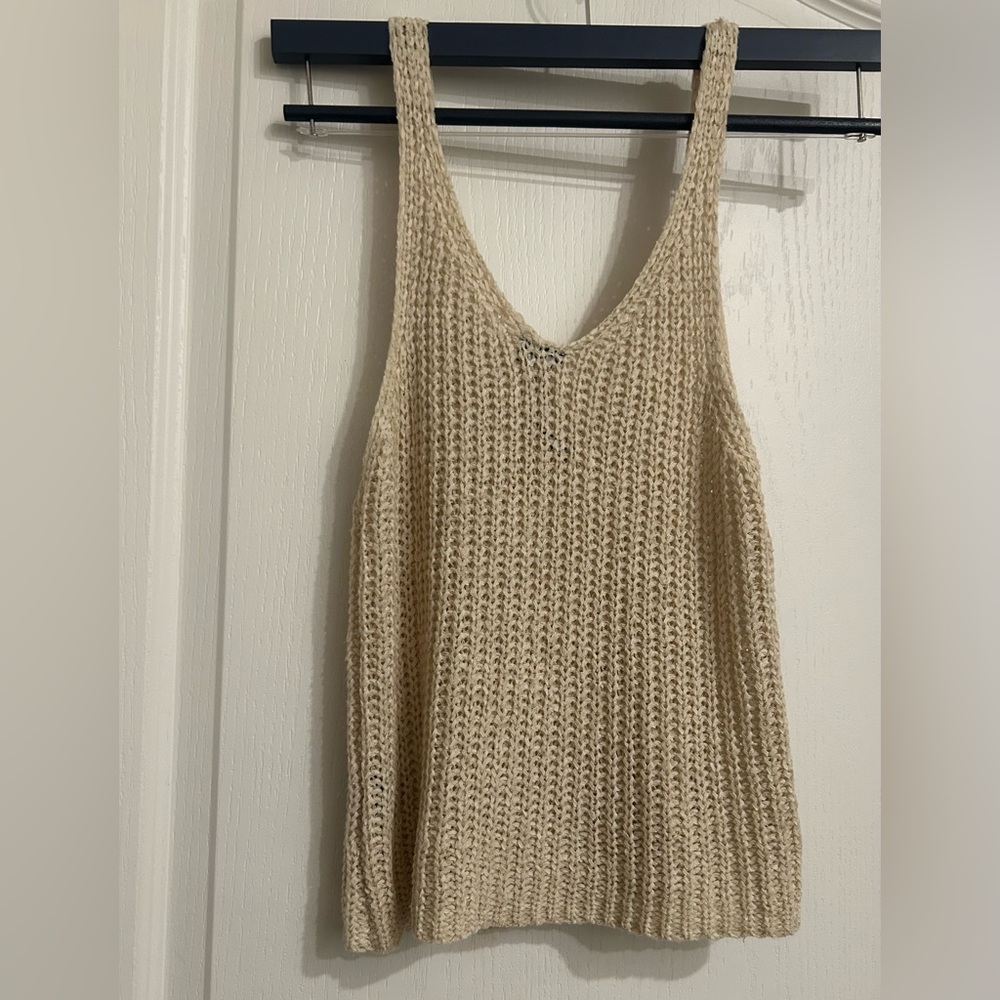 Moon & Madison Beige Knit Women's Tank Top size small